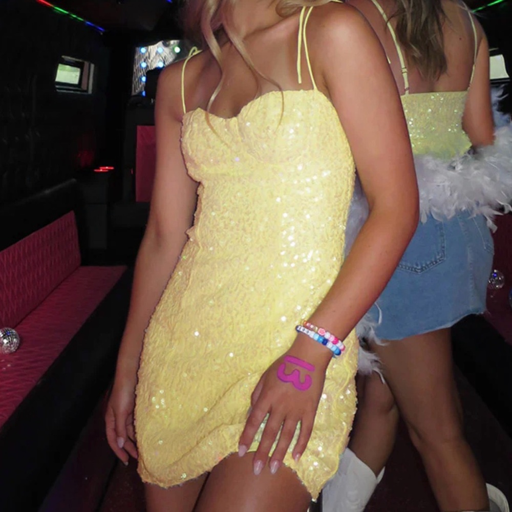 Penny Lane Yellow Sequin Mini Dress